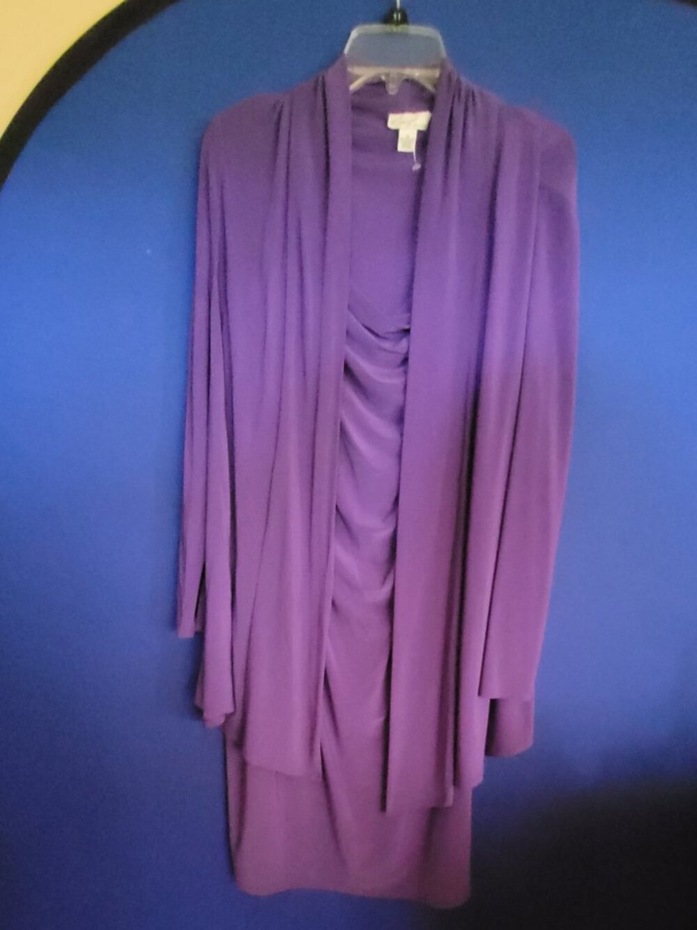 Purple knit dress w attached jacket